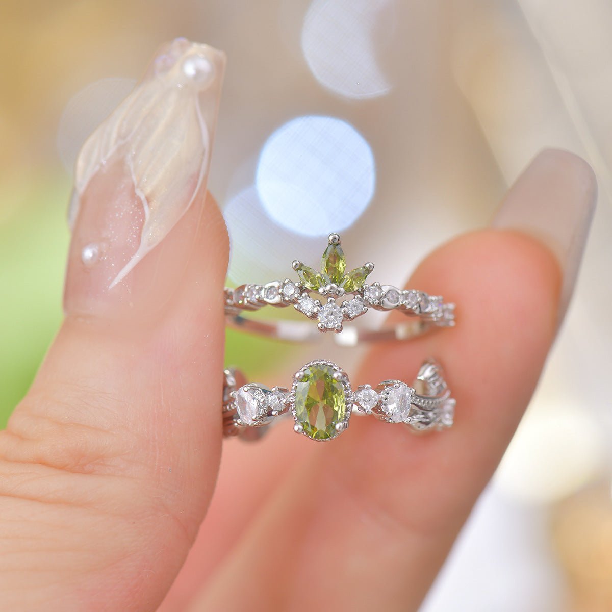 Peridot Rococo Ring Set