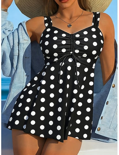 Swimwear Tankini 2 Piece Briefs Swimsuit Tummy Control High Waist Slim Backless Vacation Beach Wear Graphic V Neck Sleeveless Bathing Suits