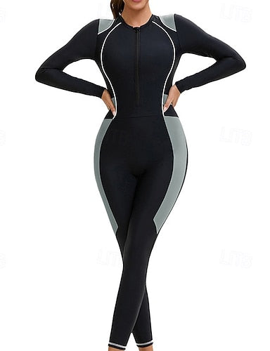 Rash Guard Full Body Swimwear Dive Skin Suit Patchwork Upf50+ Quick Dry High Elasticity Long Sleeve Swimwear Surfing Diving Snorkeling Summer