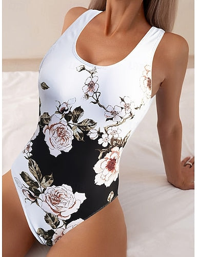 One Piece Swimsuit Slimming Monokini Backless Tummy Control High Waist Slim Vacation Beach Wear U Neck Sleeveless Bathing Suits