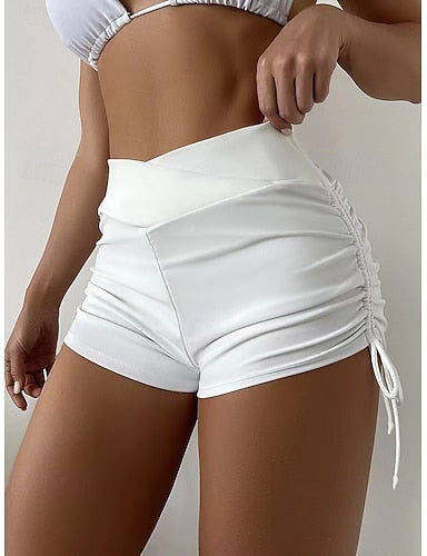 Swimwear Stretchy Boxer Shorts Shorts Swimsuit High Waist Vacation Beach Wear Color Sleeveless Bathing Suits