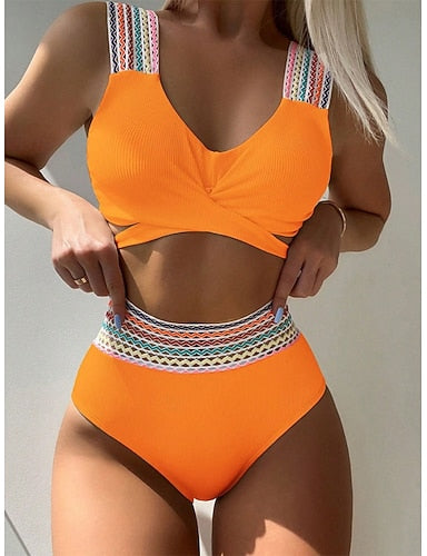 Stretchy Boxer Shorts Swimsuit Stretchy Boxer Shorts High Waist Vacation Beach Wear Color Sleeveless Bathing Suits