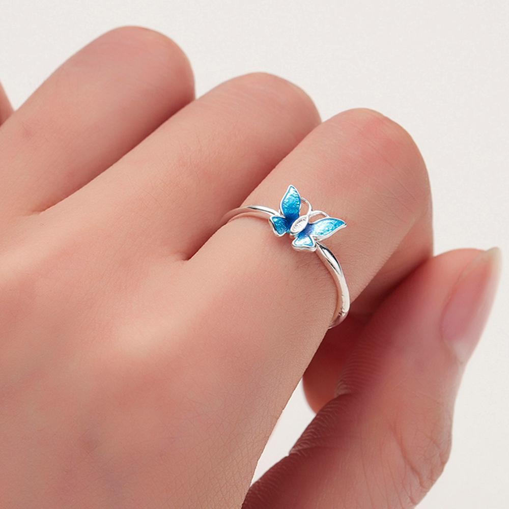 Delicate Blue Butterfly Ring