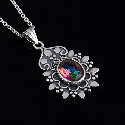 Mystic Rainbow Flower Necklace