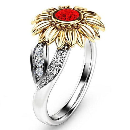Colourful Crystal Sunflower Ring