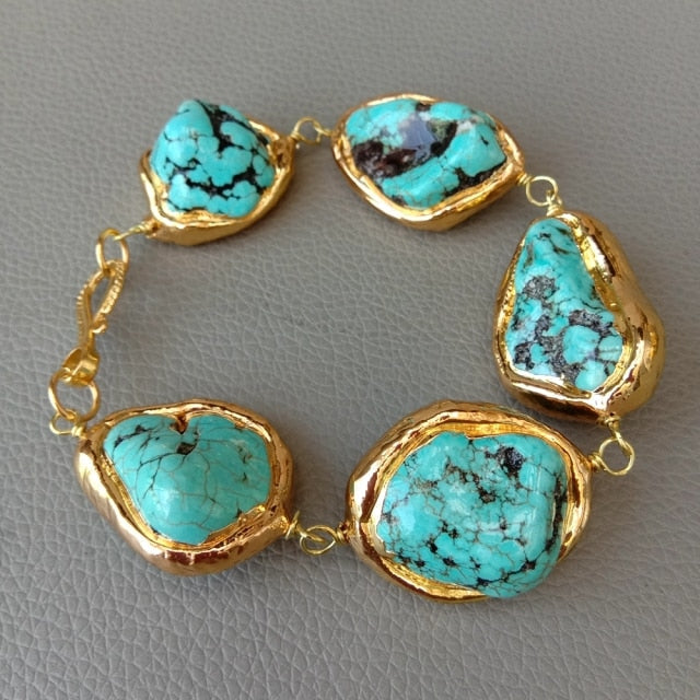 Blue Howlite Gold Plated Bracelet