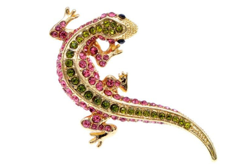 Natural Stone Gecko Brooch Charms