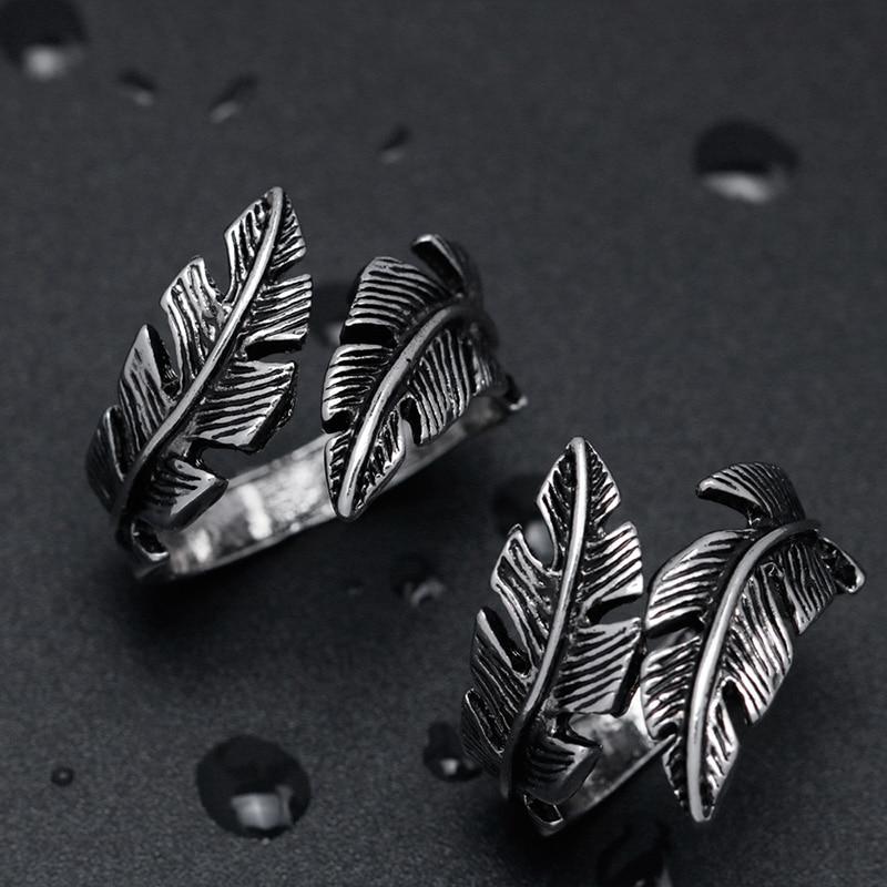 Feather Titanium Steel Wrap Ring