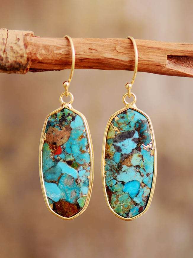 Dhungal Turquoise Drop Earrings - Gold