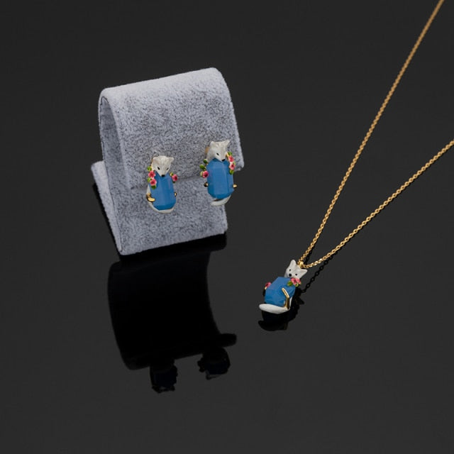 Fox Earrings & Necklace Set