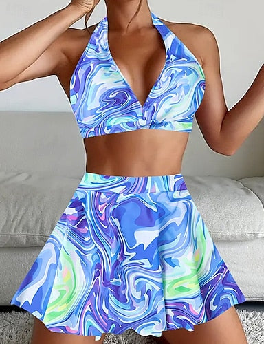 Tankini Two Piece Swimsuit Backless Swimwear Swimwear Black Yellow Breathable Quick Dry Lightweight Sleeveless - Swimming Surfing Beach Summer Spring