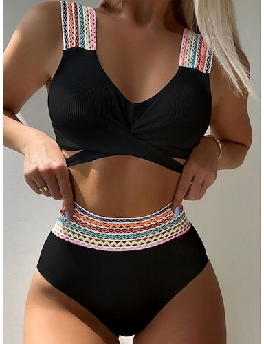 Stretchy Boxer Shorts Swimsuit Stretchy Boxer Shorts High Waist Vacation Beach Wear Color Sleeveless Bathing Suits