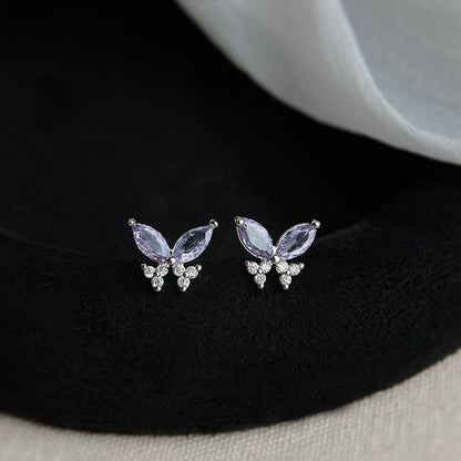 Purple Butterfly Stud Earrings