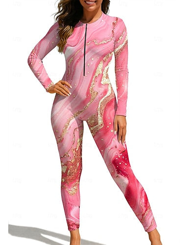 Regular Rash Guard Full Body Rash Guard Bathing Suit Marble With Built in Bra Front Zip Uv Sun Protection Full Coverage Upf50+ Long Sleeve Full Body Swimwear Swimsuit Surfing Canoeing Beach