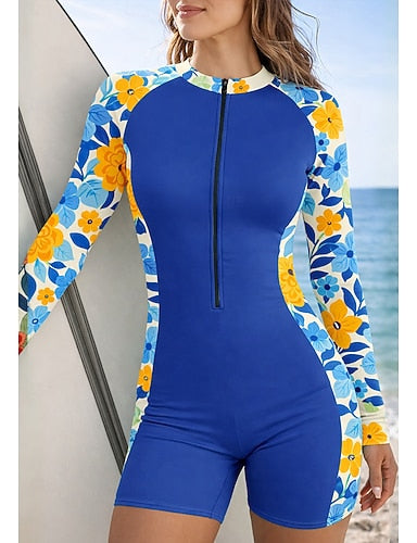 Rash Guard Bathing Suit Athletic Swimwear Zip Up Removable Pad Front Zip Uv Sun Protection Upf50+ Ultra Light (ul) Long Sleeve Swimwear Sun Shirt Surfing Beach Water Sports Summer