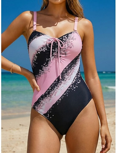 Swimwear One Piece Monokini Swimsuit Tummy Control High Waist Slim Backless Vacation Beach Wear V Neck Sleeveless Bathing Suits