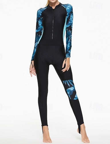 Rash Guard Full Body Swimwear Dive Skin Suit Patchwork Front Zip Upf50+ Quick Dry High Elasticity Long Sleeve Swimwear Surfing Diving Snorkeling Summer