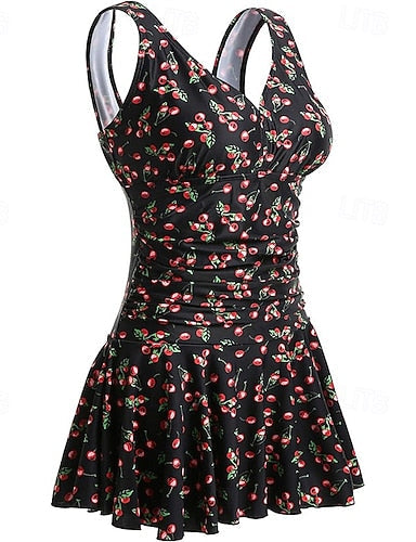 Print Swimsuit Swim Dress One Pieces Printed Ultra Light (ul) Tummy Control Elastic Sleeveless Swimwear Surfing Snorkeling Summer