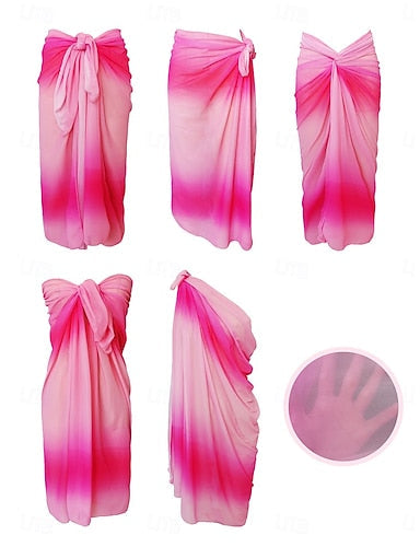 Swimwear Cover Up Wrap Skirt Swimsuit Ruched Vacation Beach Wear Ombre Strapless Sleeveless Bathing Suits