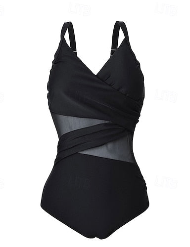 Bathing Suit Swimsuits One Pieces Colored Mesh Uv Protection Elastic Sleeveless Swimwear Swimsuit Surfing Diving Swimming Summer