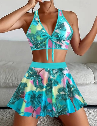 Tankini Two Piece Swimsuit Backless Swimwear Patchwork Swimwear Black Yellow Breathable Quick Dry Lightweight Sleeveless - Swimming Surfing Beach Summer Spring