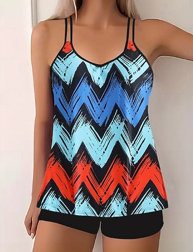 Swimwear 2 Piece Shorts Swimsuit Backless Vacation Beach Wear V Neck Sleeveless Bathing Suits