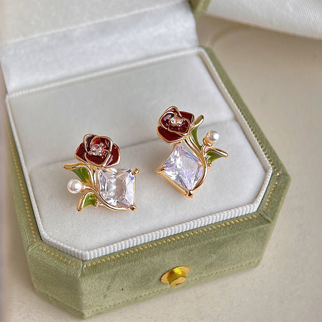 Red Rose Earrings