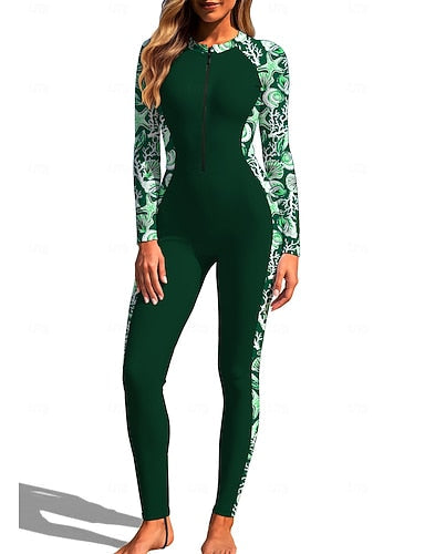Rash Guard Full Body Rash Guard One Piece Surfing Suit Ocean Zip Up With Built in Bra Front Zip Uv Sun Protection Full Coverage Upf50+ Long Sleeve Full Body Swimwear Bodysuit Surfing