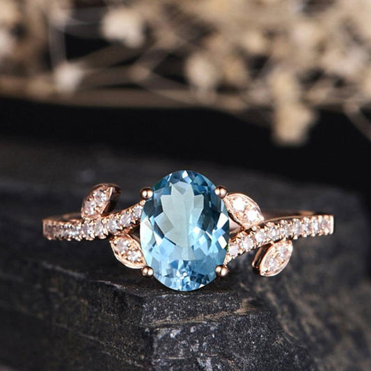 Blue Crystal Flower Ring