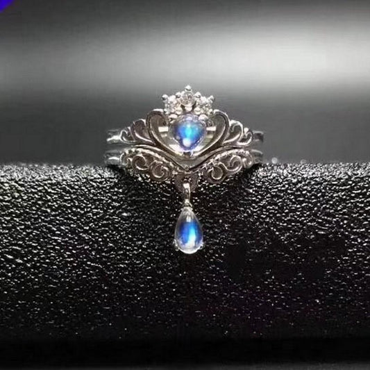 Blue Royalty Moonstone Ring Set