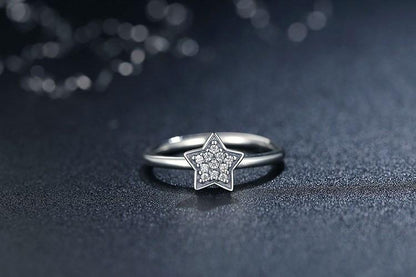 Crystal Star Sterling Silver Ring