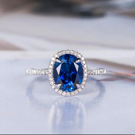 Blue Crystal Silver Ring