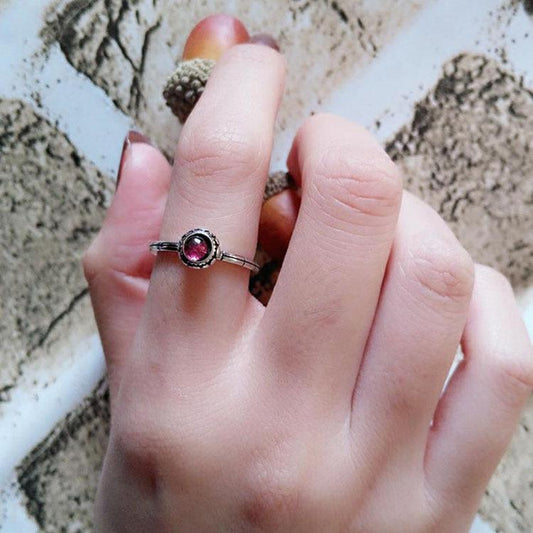 Fiery Red Stone Sterling Silver Ring
