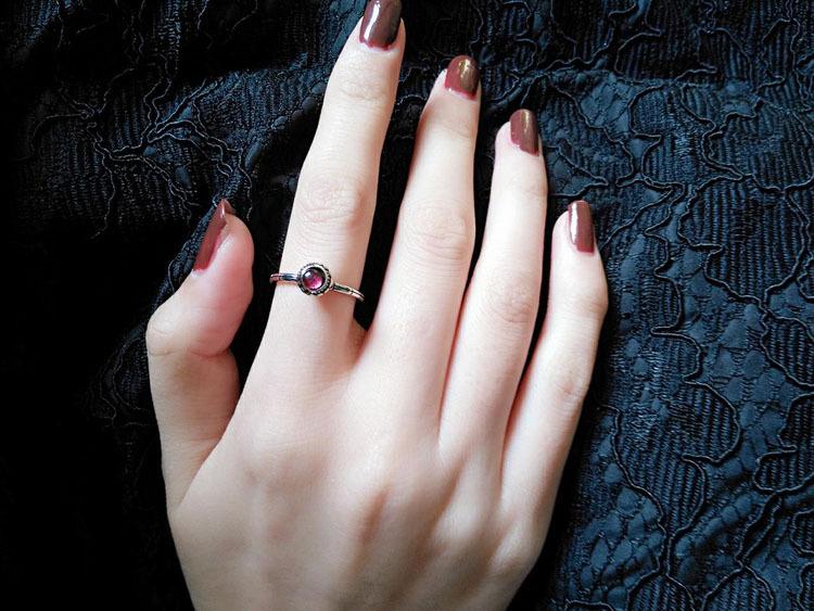 Fiery Red Stone Sterling Silver Ring