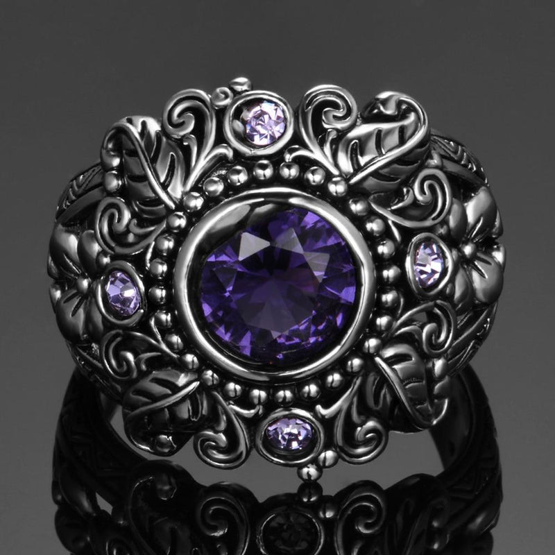Flower Purple Amethyst Ring