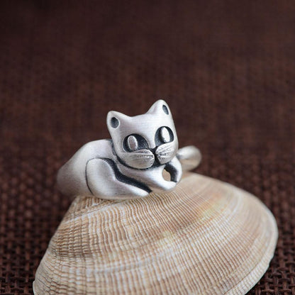 Kitty Cat Sterling Silver Ring