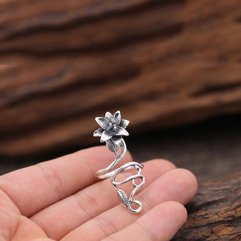 Lucky Flower Sterling Silver Wrap Ring