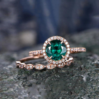 Green Crystal Ring Set