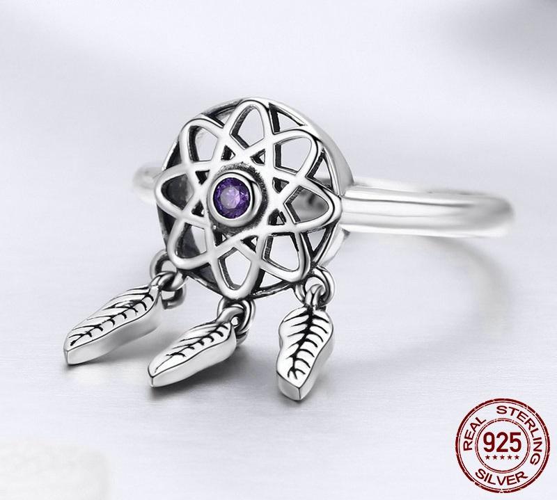 Purple Dreamcatcher Sterling Silver Ring