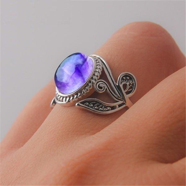 Purple Moonstone Flower Ring