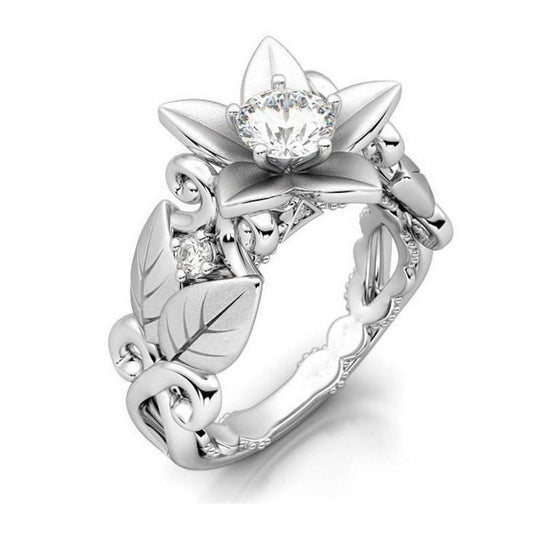 Rhinestone Crystal Flower Ring