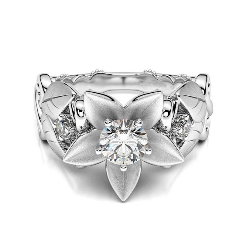 Rhinestone Crystal Flower Ring