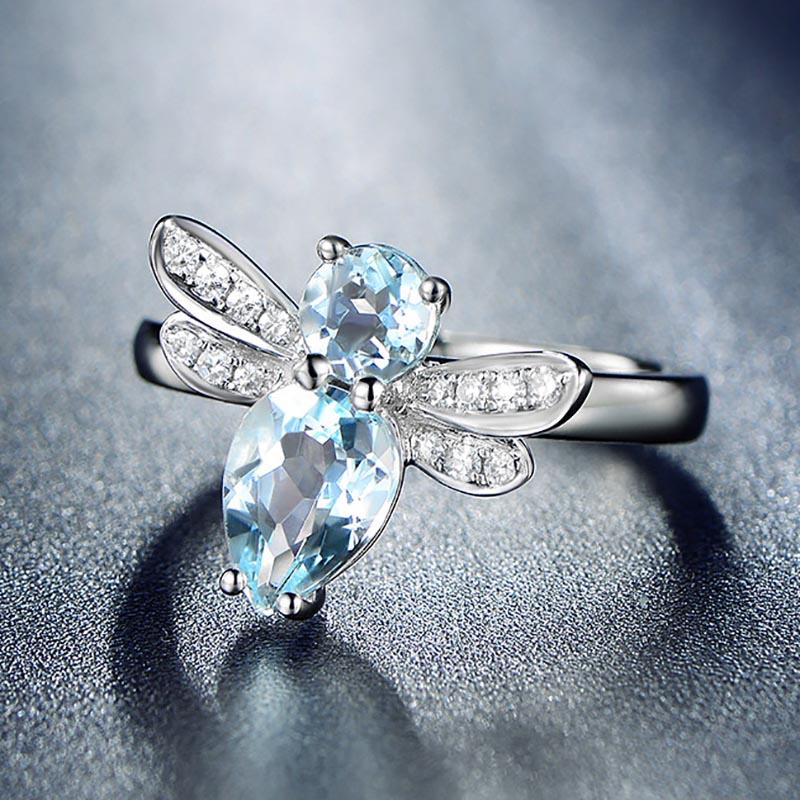 Topaz Dragonfly Silver Ring