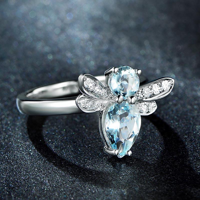 Topaz Dragonfly Silver Ring