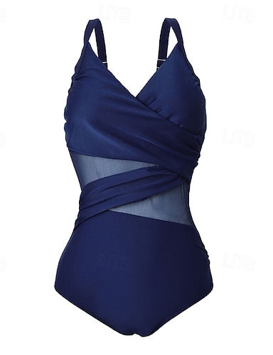 Bathing Suit Swimsuits One Pieces Colored Mesh Uv Protection Elastic Sleeveless Swimwear Swimsuit Surfing Diving Swimming Summer