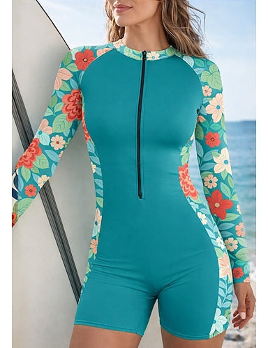 Rash Guard Bathing Suit Athletic Swimwear Zip Up Removable Pad Front Zip Uv Sun Protection Upf50+ Ultra Light (ul) Long Sleeve Swimwear Sun Shirt Surfing Beach Water Sports Summer