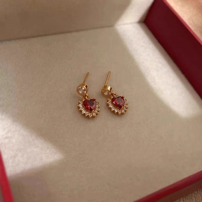 Rouge Heart Earrings in Rose Gold