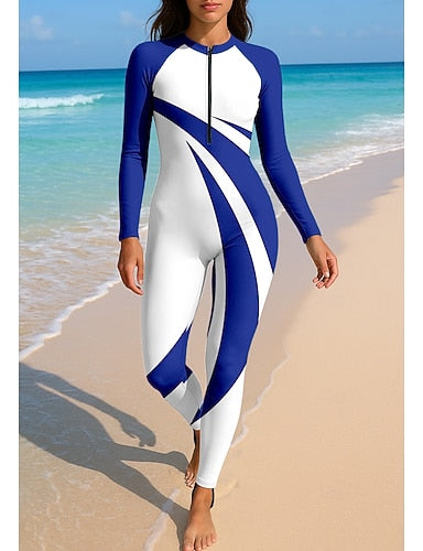 Rash Guard Front Zip Upf50+ Quick Dry Lightweight Long Sleeve Bodysuit Swim Shirt Surfing Beach Water Sports Summer