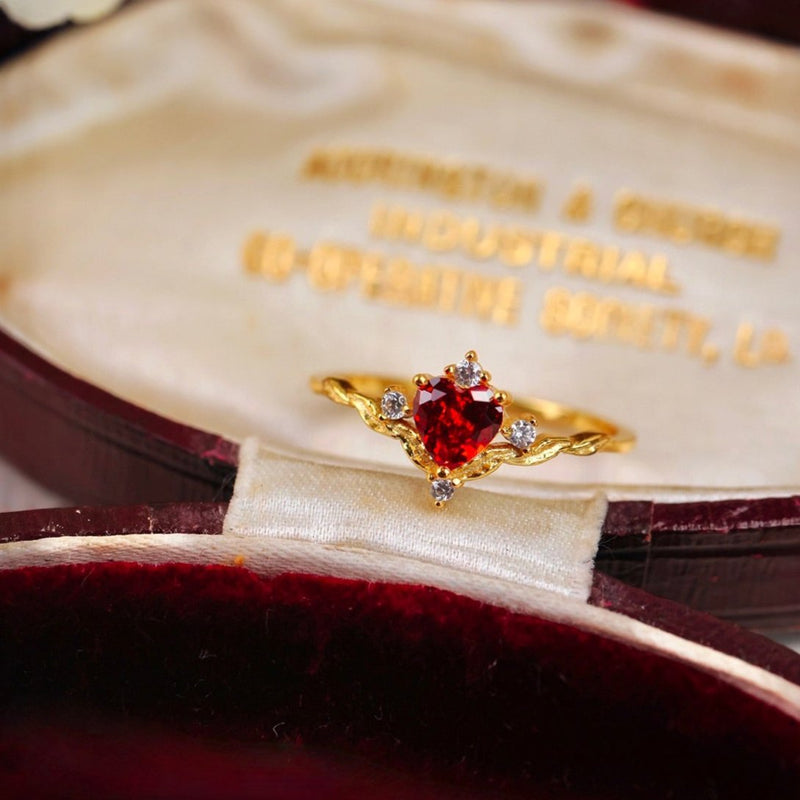 Ruby Heart Tiara Ring