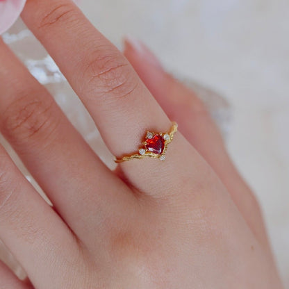 Ruby Heart Tiara Ring